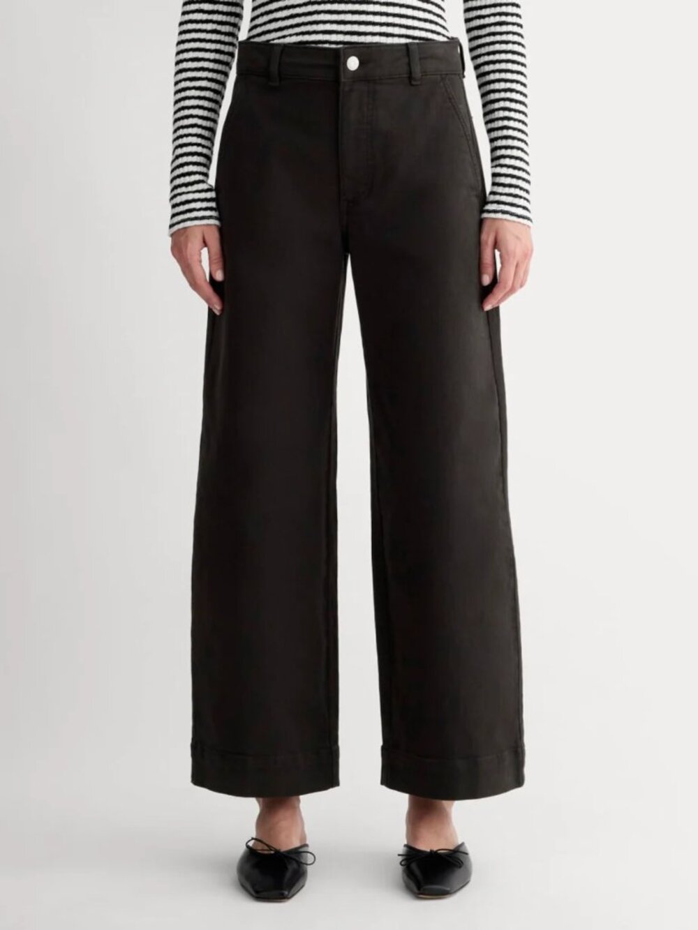 Everlane Wide Leg Cropped Black Pant